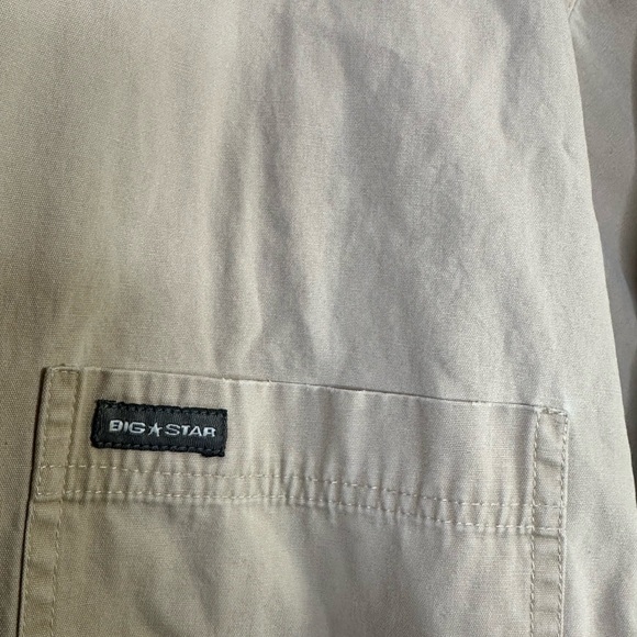 Big Star Mens 100% Cotton Tan Khaki Button Down Shirt Size Large - Picture 3 of 5